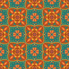 Vector seamless texture. Beautiful colored pattern for design and fashion with decorative elements