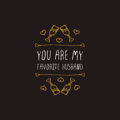 Vector handdrawn badge for Saint Valentines day