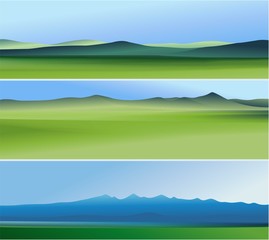 Obraz premium Three abstract banners with mountains 