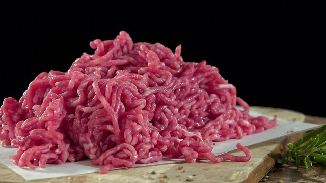 Minced rotating beed Meat (not seamless loopable 4K footage)