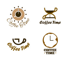 Set of coffee time logo design. 
