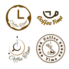 Set of coffee time logo design. 