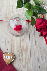 Gingerbread cookies on a grey wooden table