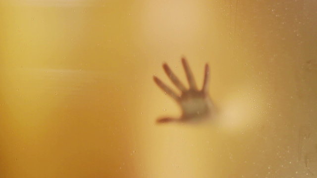 A Couple showering together Shadow silhouettes