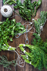 Aromatic herbs and spices from garden