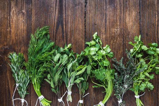 Aromatic herbs and spices from garden