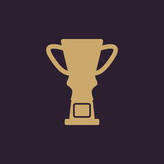 The trophy cup icon. Champion symbol. Flat