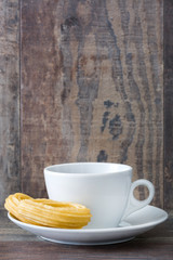 Hot chocolate with churros. Spanish breakfast

