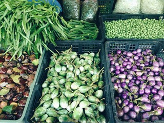 Close-up of Vegetables in food market, Thailand