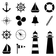 Set of sea icons, vector illustration