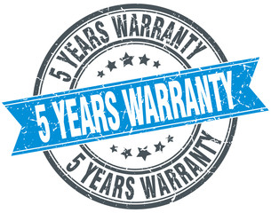 Fototapeta premium 5 years warranty blue round grunge vintage ribbon stamp