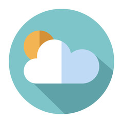 Weather flat design icon, cloud with sun