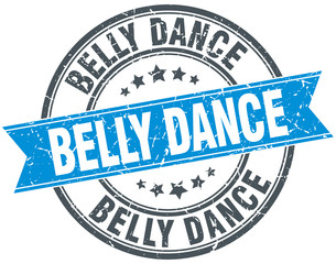 belly dance blue round grunge vintage ribbon stamp