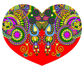 lace heart shape with ethnic floral paisley design for Valentine