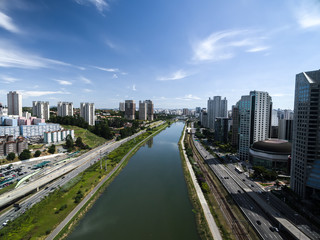 Fototapeta na wymiar Aerial View of Marginal Pinheiros in Sao Paulo, Brazil
