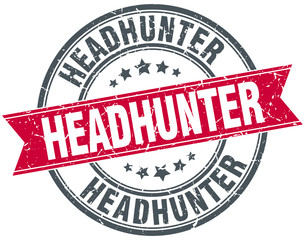 headhunter red round grunge vintage ribbon stamp