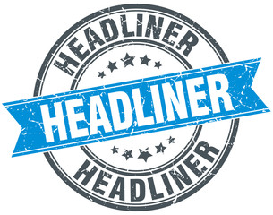 headliner blue round grunge vintage ribbon stamp