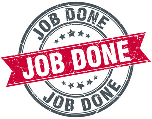 job done red round grunge vintage ribbon stamp