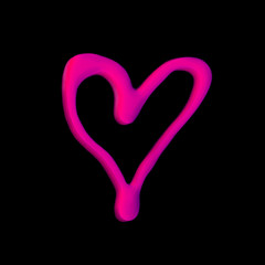 Coeur d'amour en maquillage vernis à ongles rose sur fond noir