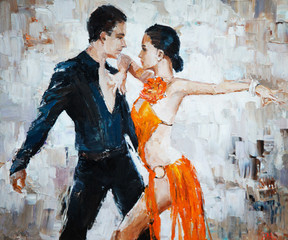 Obrazy na Szkle  malarstwo cyfrowe tancerzy tanga, tancerze tanga