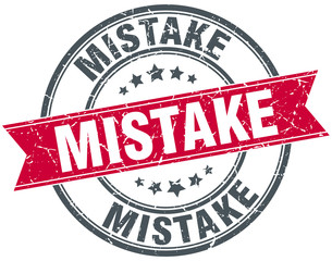 mistake red round grunge vintage ribbon stamp