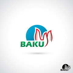 Baku symbol - flame towers - bird symbol 