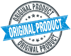 original product blue round grunge vintage ribbon stamp