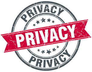 privacy red round grunge vintage ribbon stamp