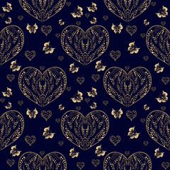 Seamless pattern with romantic hearts. Valentine's Day. Wedding. Gift packaging, printing, textile, background cute card. 
