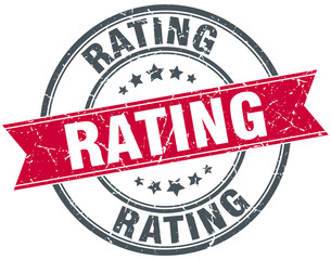 rating red round grunge vintage ribbon stamp