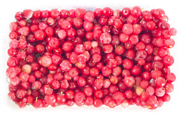Frozen Cranberries background closeup
