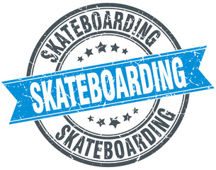 Fototapeta premium skateboarding blue round grunge vintage ribbon stamp