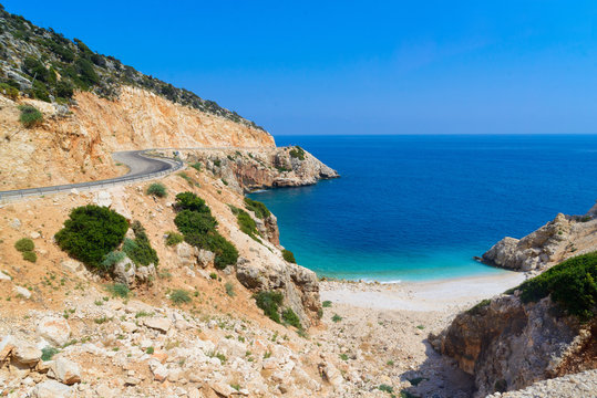 road in mountains near the sea