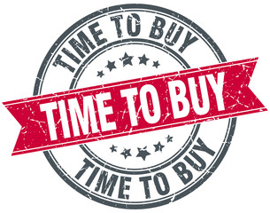 time to buy red round grunge vintage ribbon stamp