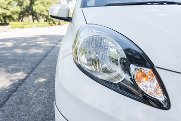 Close - up light car on the road