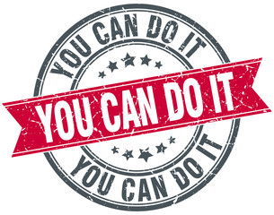 you can do it red round grunge vintage ribbon stamp