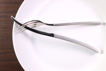 fork and knife with dish