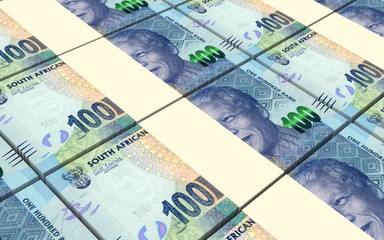 South african rands bills stacks background. Computer generated 3D photo rendering.
