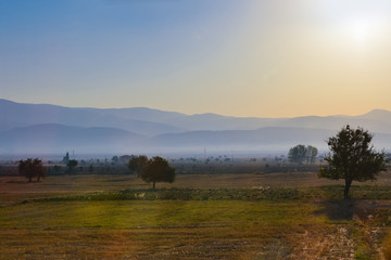 view of mountains across the plain