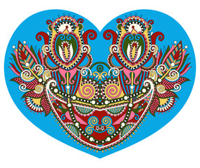 lace heart shape with ethnic floral paisley design for Valentine