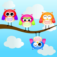 Lovely Owls Background
