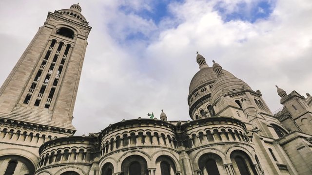 View Of Basilique Du Sacre Coeur and clouds-Time Lapse