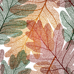 Seamless pattern with colored autumn leaves. Vector, EPS 10.