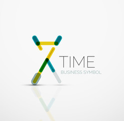Vector abstract logo idea, time concept or clock business icon. Creative logotype design template