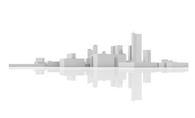 Abstract modern cityscape skyline. 3 d model