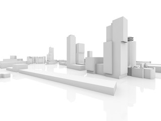 Abstract modern cityscape isolated 3d model