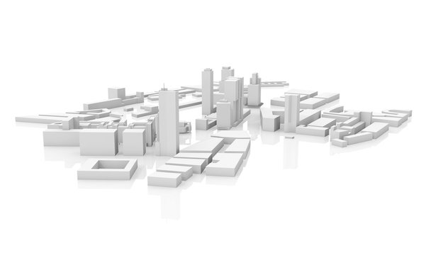 Modern Cityscape 3d Model Isolated On White