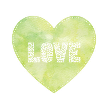 Love card with green and yellow heart2