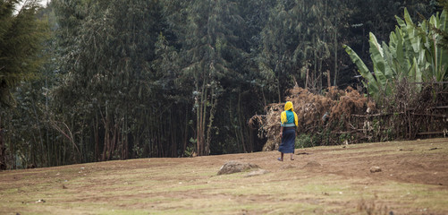 Ethiopian woman and landscape