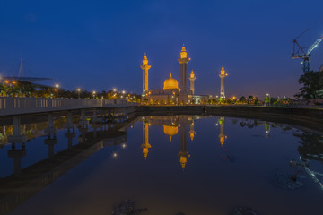 Tengku Ampuan Jemaah Mosque, Bukit Jelutong Shah Alam, Malaysia at dusk
